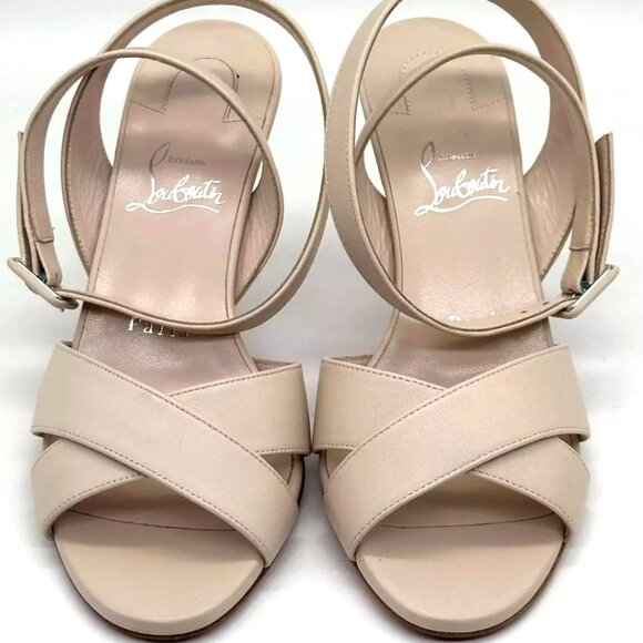 Christian Louboutin MARIZA 85 Criss Cross Ankle Strap Sandals Heels Shoes - Picture 9 of 16